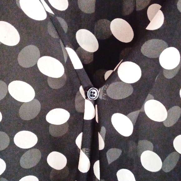 Sans Souci, Womens black and white polka dot sheer blouse. SZ. M - Picture 4 of 6